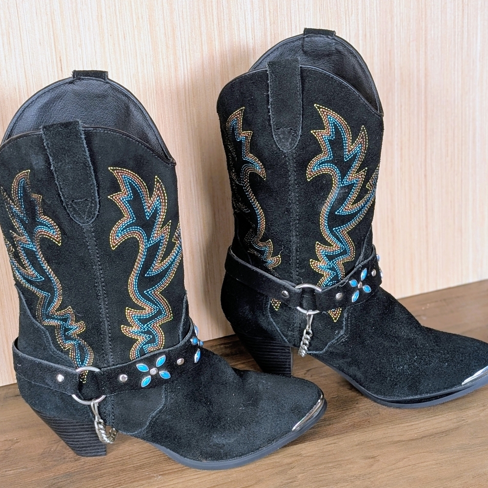 Black And Turquoise Dingo Women's Western Boots 6.5 - Picture 9 of 9